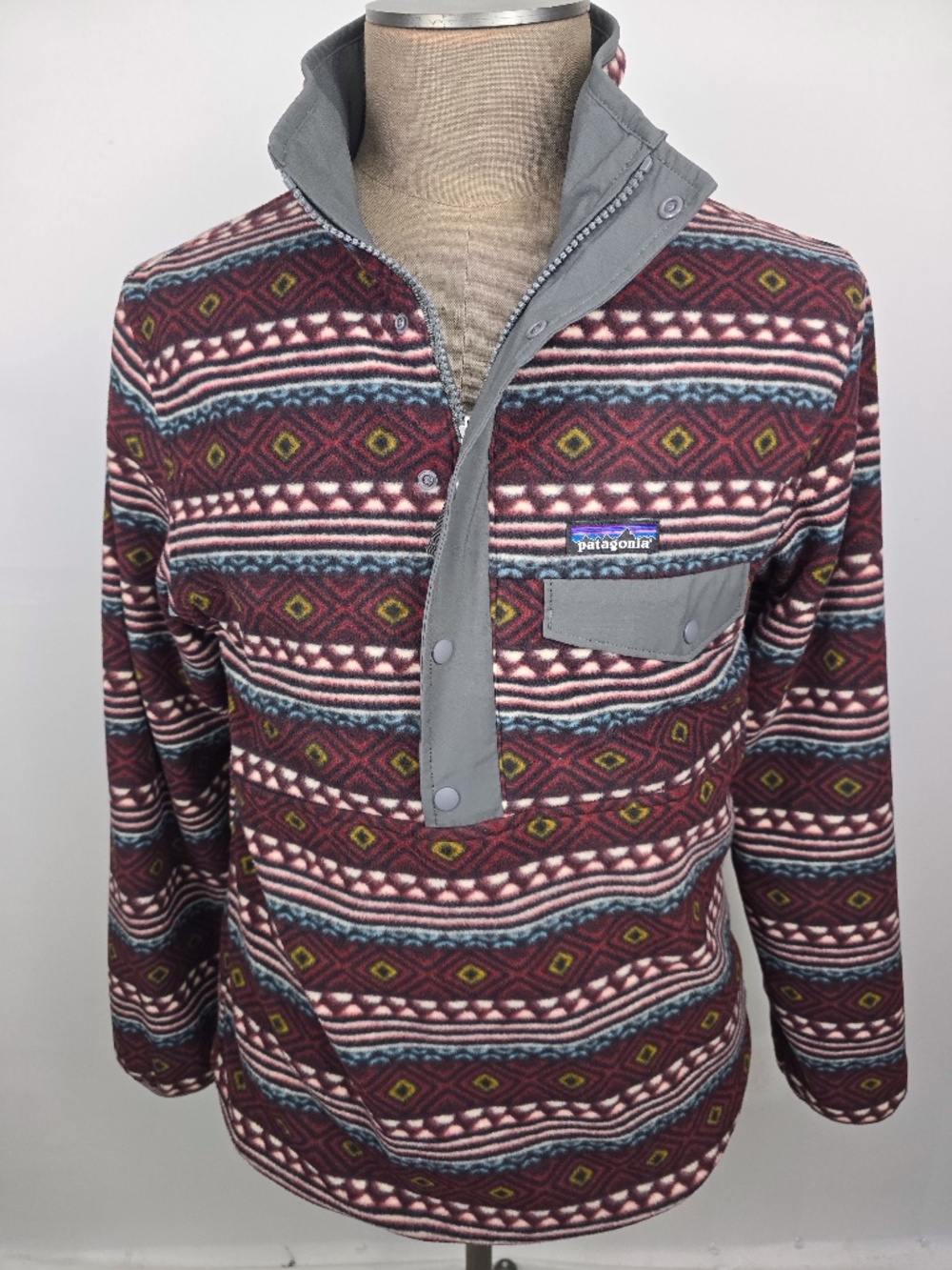 Patagonia Reversible Glissade Snap-T Pullover Saltillo Cinder Red Mens M